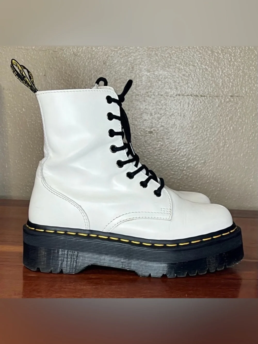 Dr. Doc Martens Jadon Platform Leather Zip Combat Boots Goth Grunge Festival - Picture 4 of 14